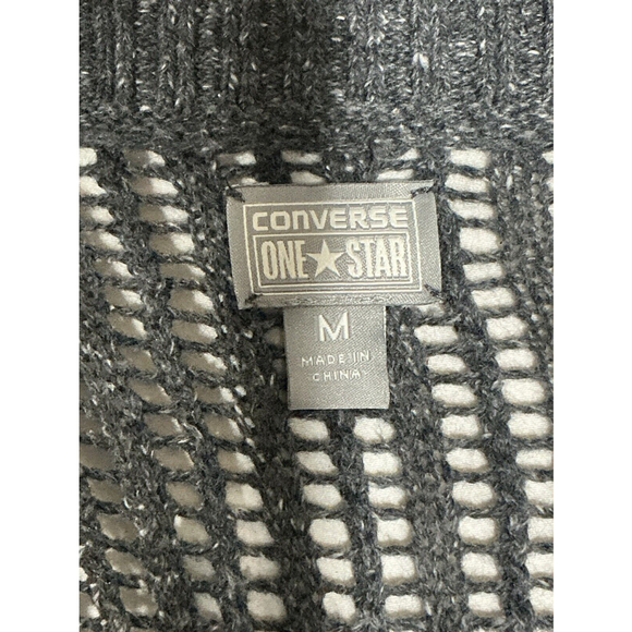 Woman’s Converse All Star Medium Dark Gray Open Knit Pullover Sweater - Picture 3 of 9